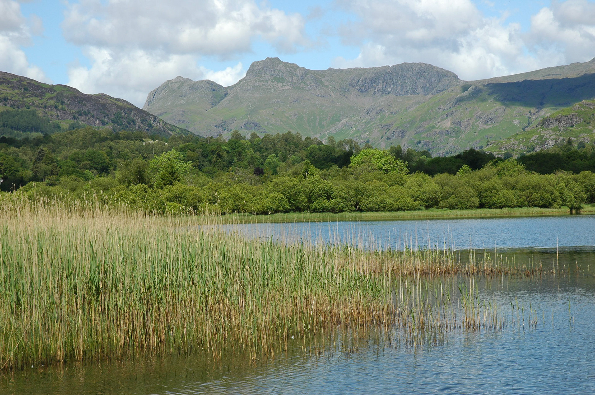 Elterwater and the Langdale Pikes in the English Lake District