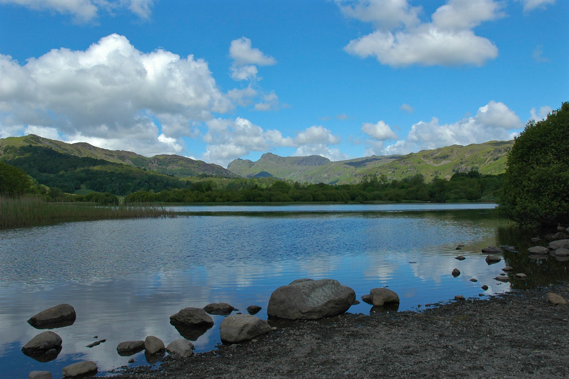 Elterwater and the Langdale Pikes in the English Lake District