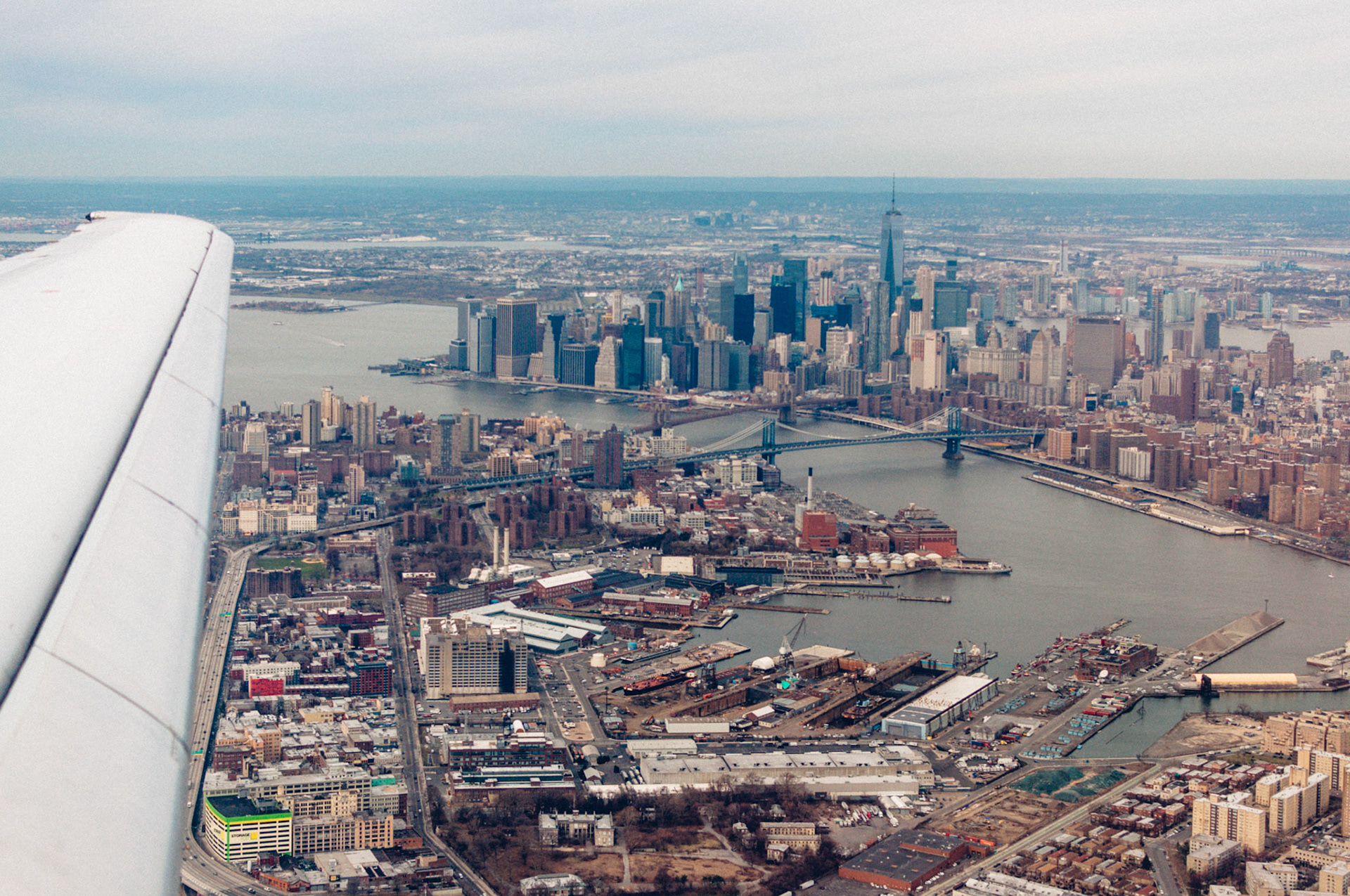 View from a flight over Brooklyn.