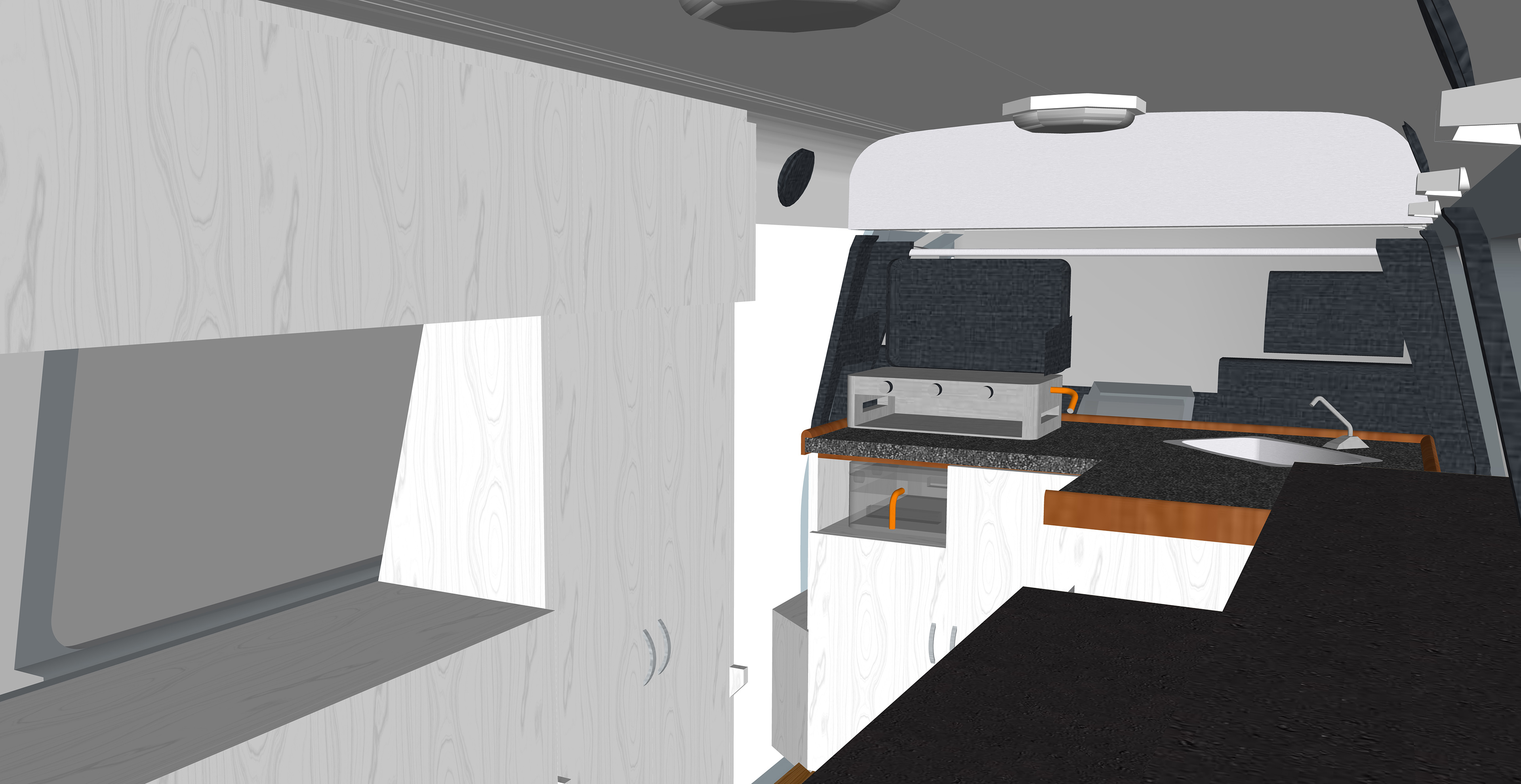 Concept Render - This developed as the build developed. Allowing me to test-fit alterations and changes digitally, plan the best way to use each sheet of ply, etc.