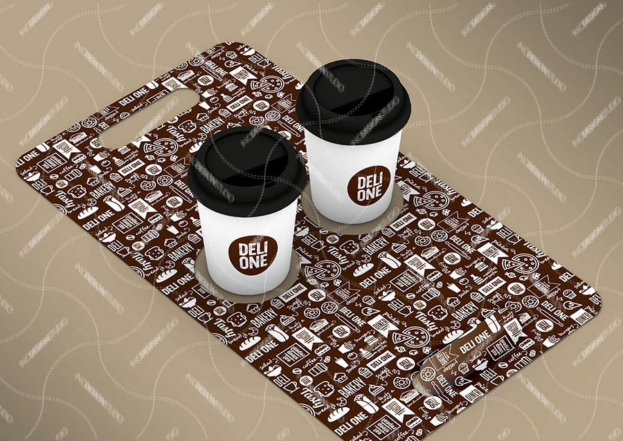 IN.C DESIGN STUDIO Mock Up Template Coffee Carrier Take