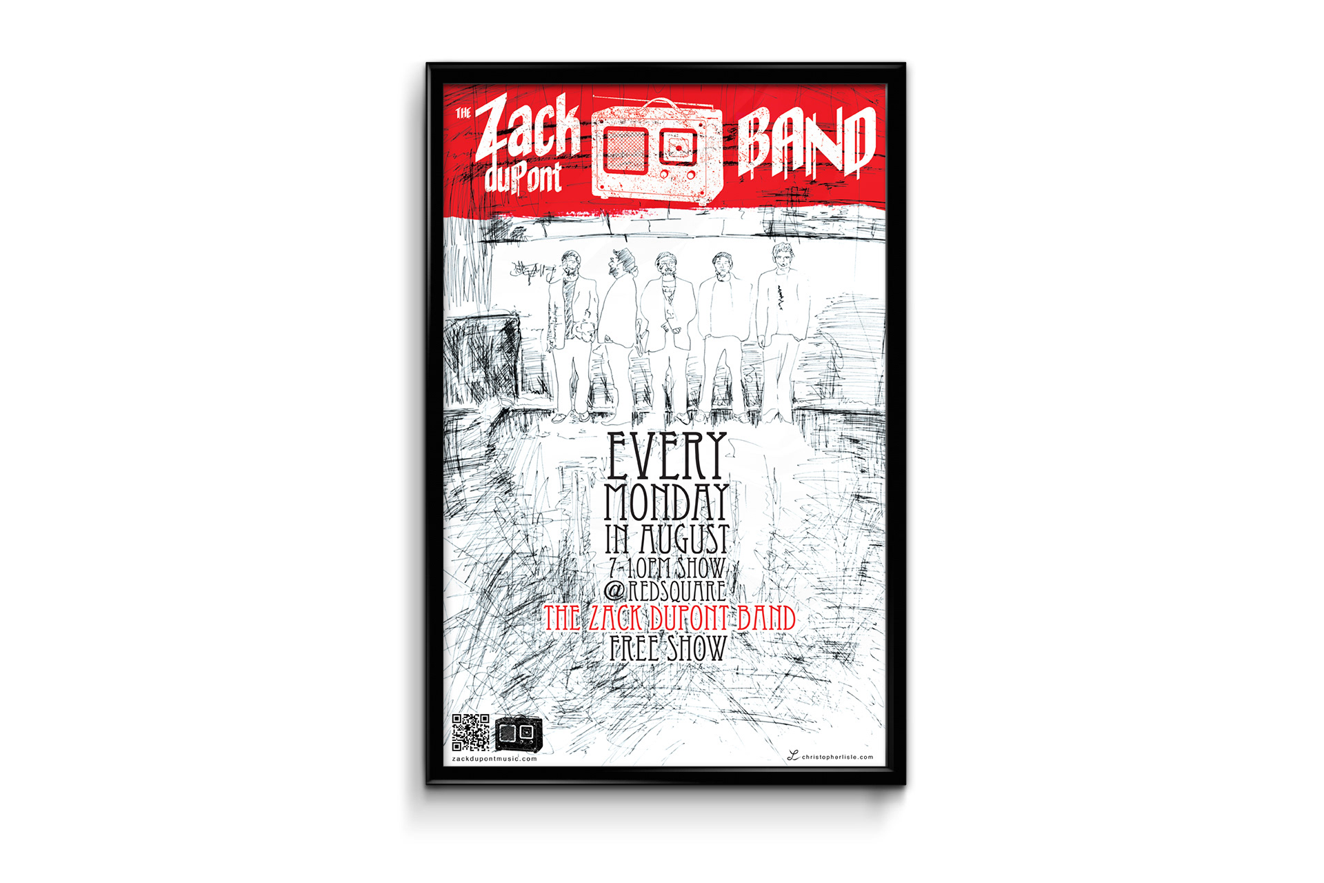 Pen drawing and poster design for The Zack Dupont Vand