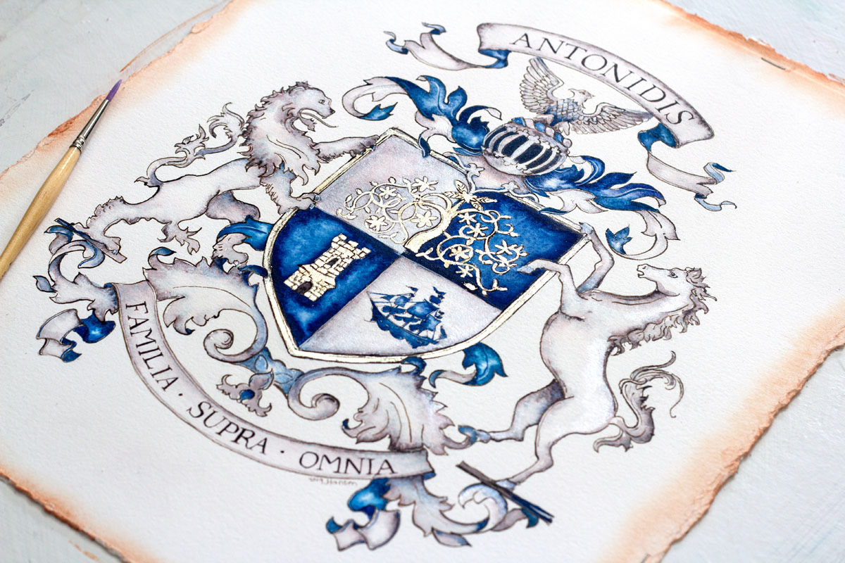 hand painted family crest