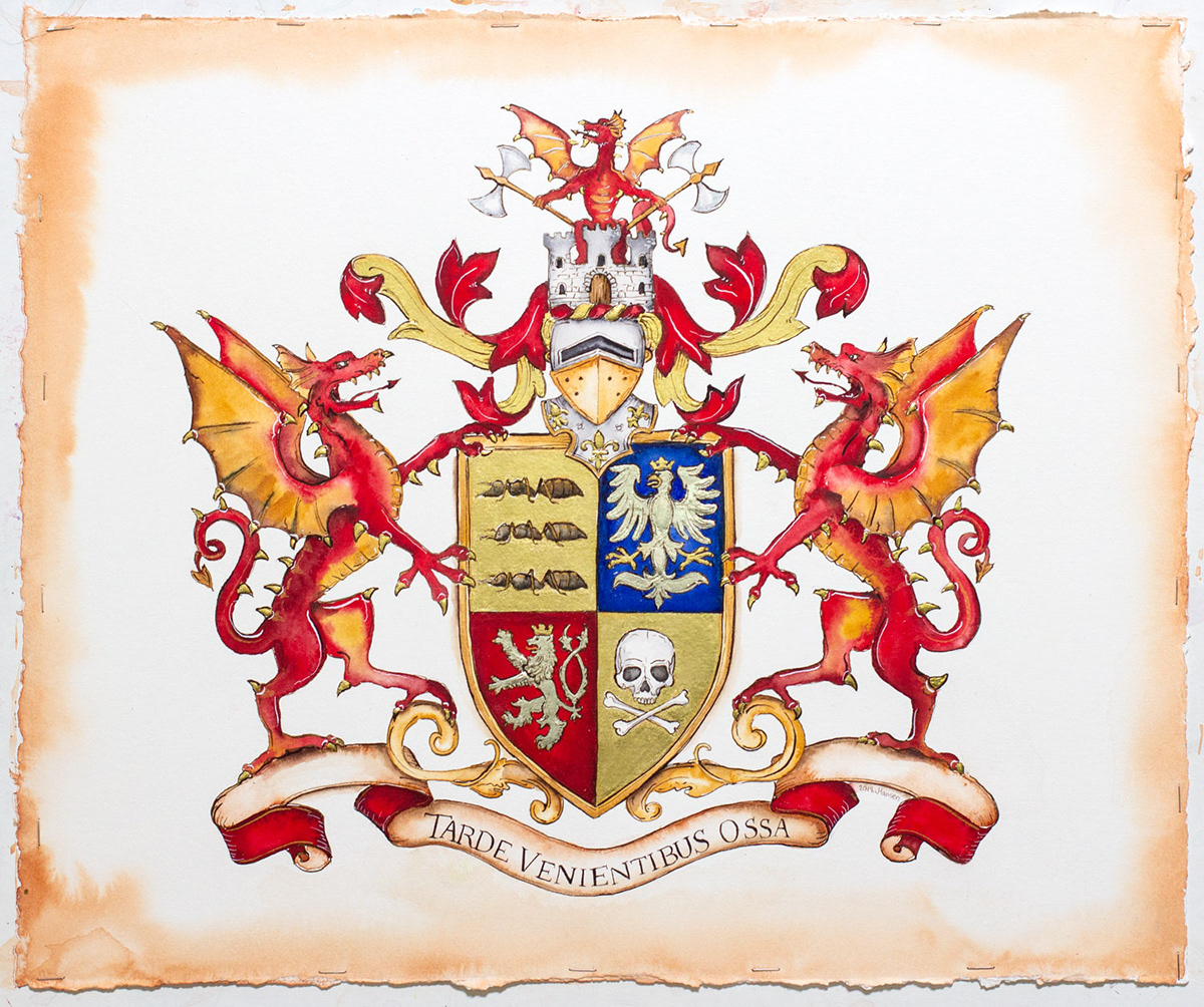 hand-painted-family-crests-by-jamie-hansen-coat-of-arms-with-dragons