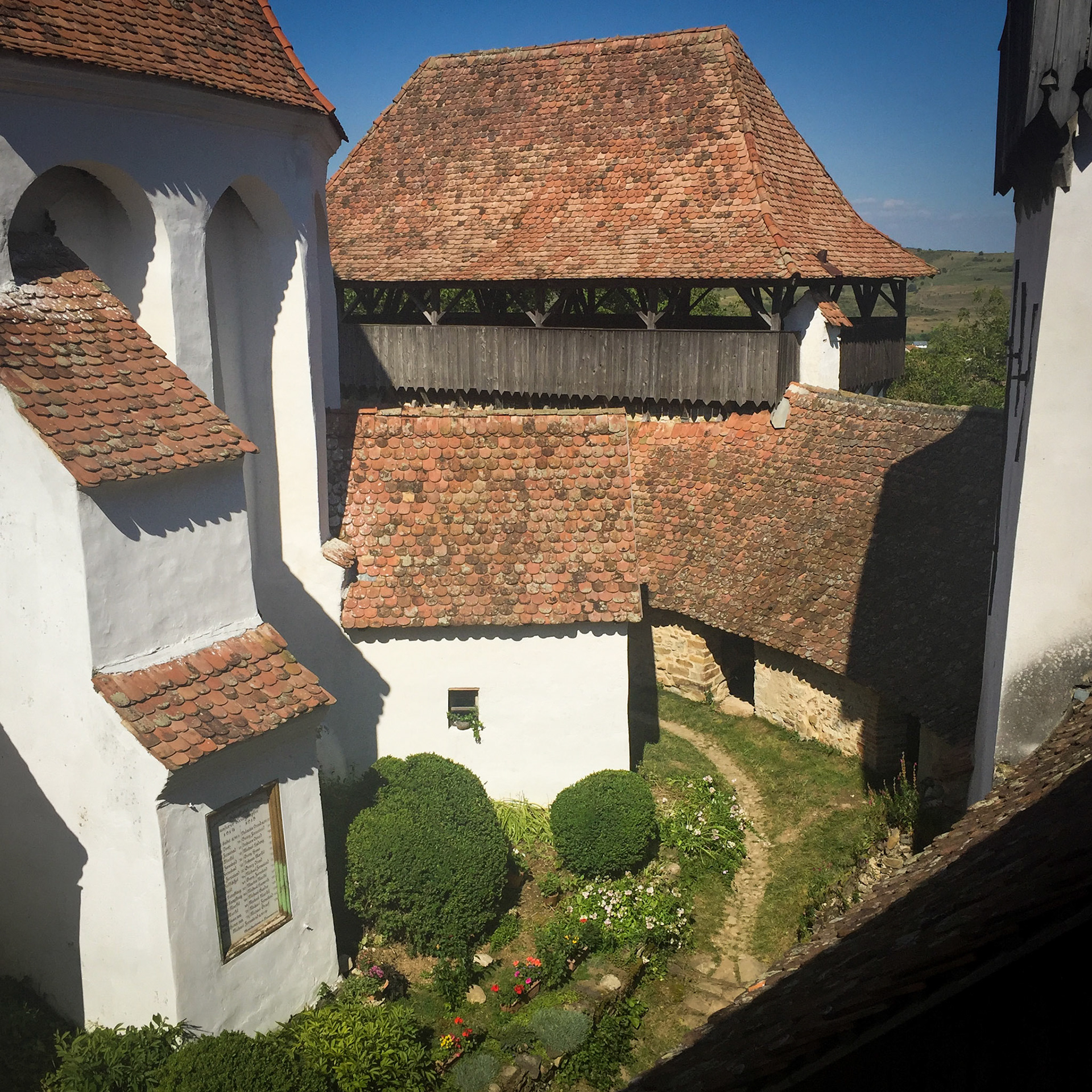 Internal court of the fortified church (Viscri, Romania)