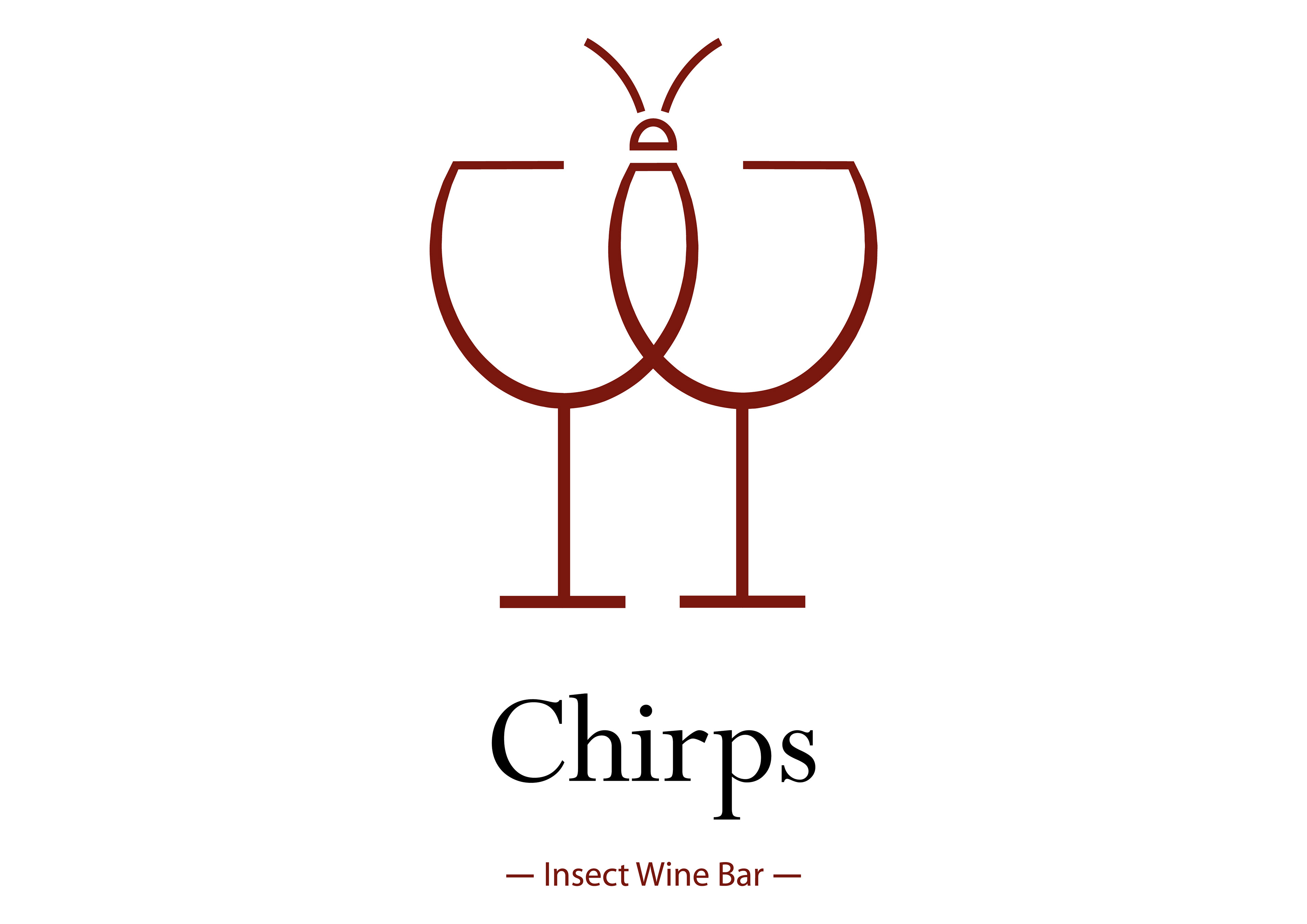 chirps insect wine bar logo and identity designed by melissa carne in cornwall