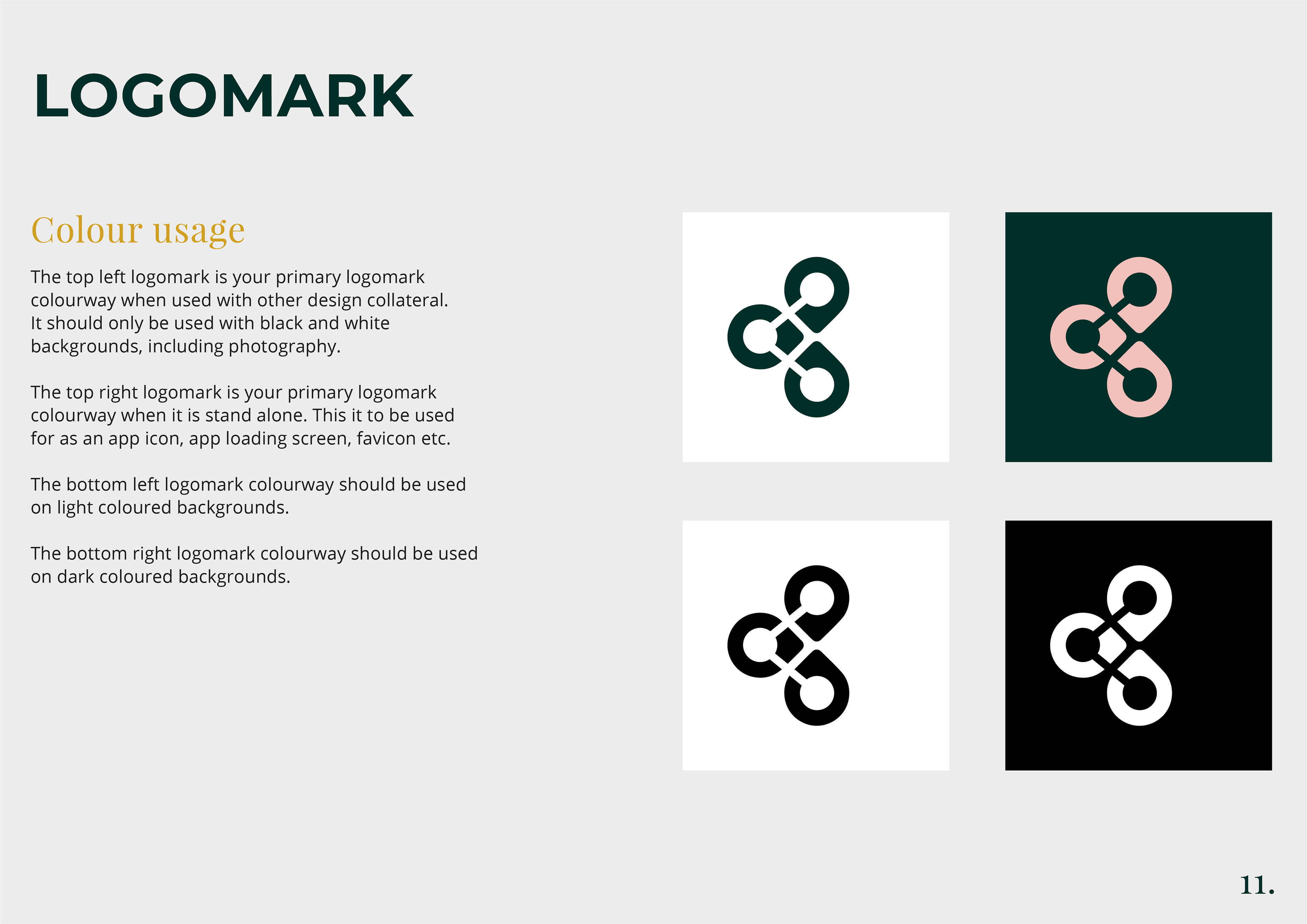 logomark of brand guidelines for now and then a client of freelance graphic designer melissa carne