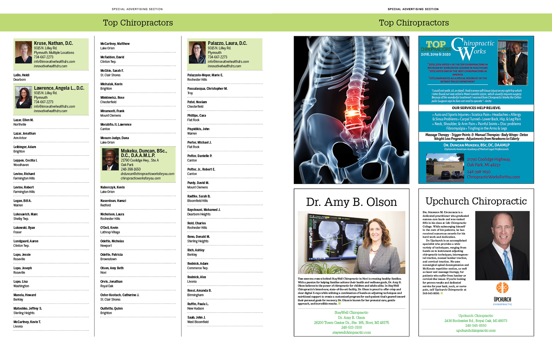 Top Chiropractors Section