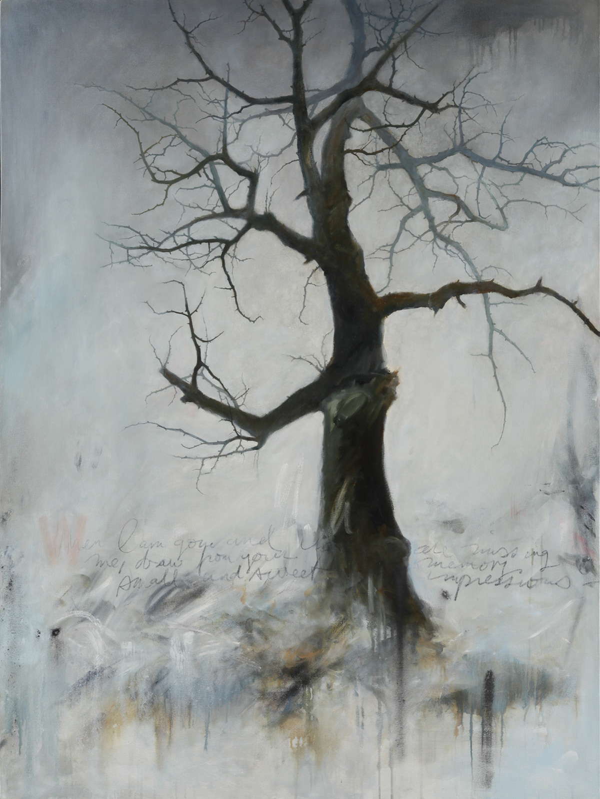 Still Here (Ginkgo No. 5) Oil/mixed media on canvas, 48 x 36 in.