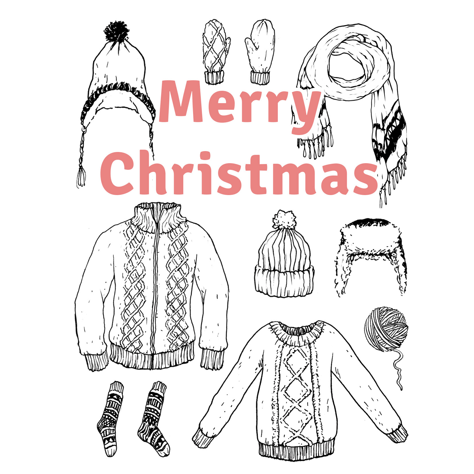 winter clothes - holiday greeting card