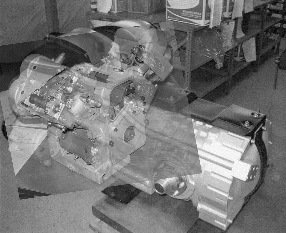 The engine cutaway, ready to be illustrated.