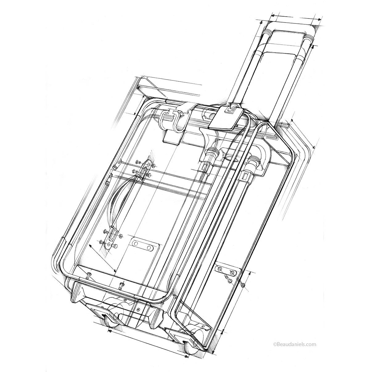 Tumi luggage, product illustration.