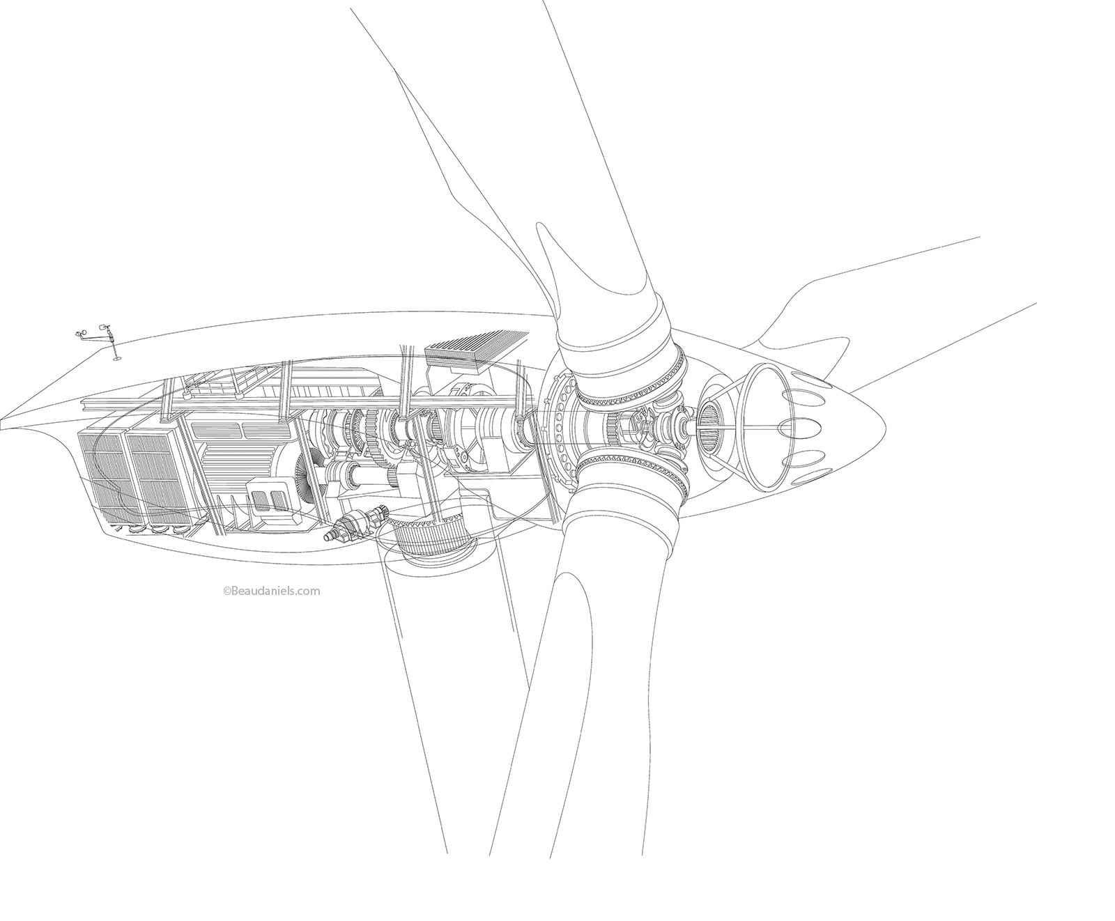 The initial drawing for the wind turbine illustration