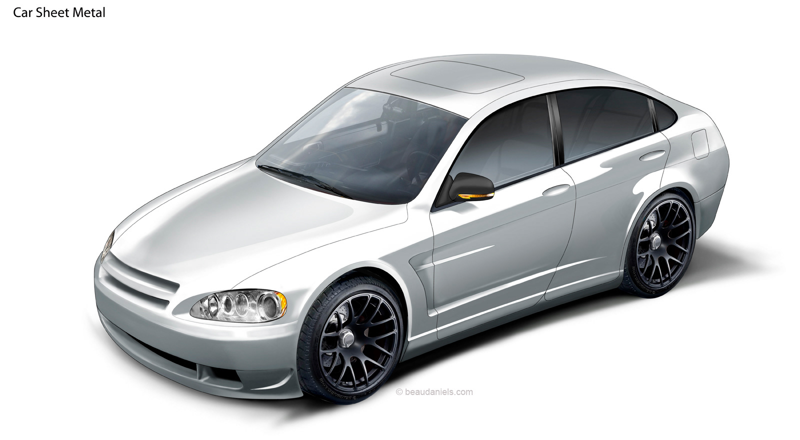 Car sheet metal illustration. Car sheet metal, the reason for those expensive monthly payments. Automotive exterior technical illustration.