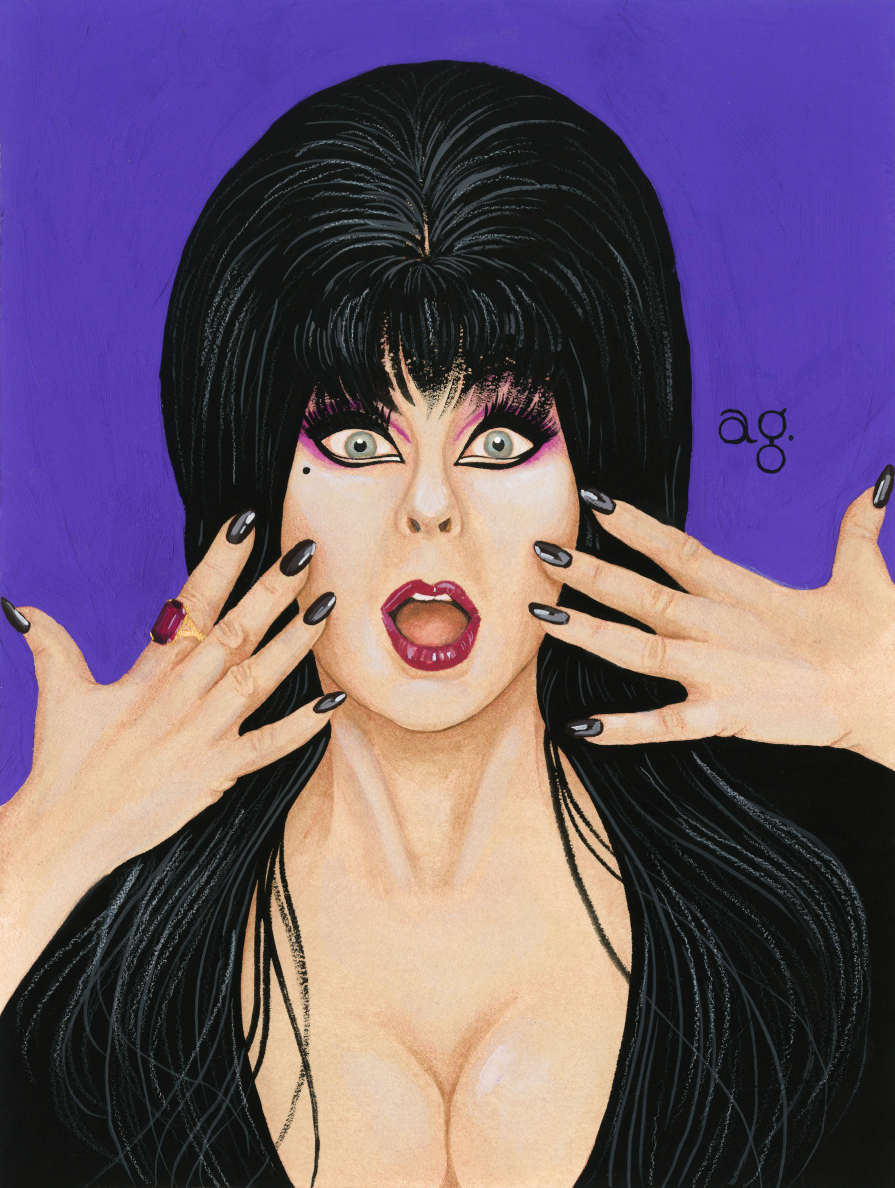 Elvira - colored pencil, gouache, acrylic