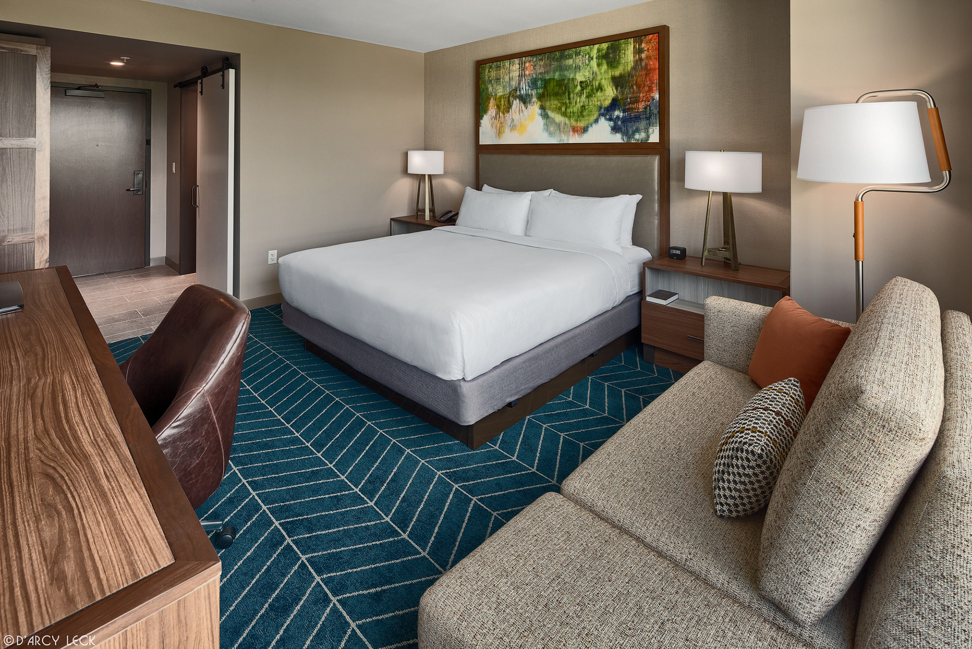hospitality photography of a guest room of The Bevy hotel