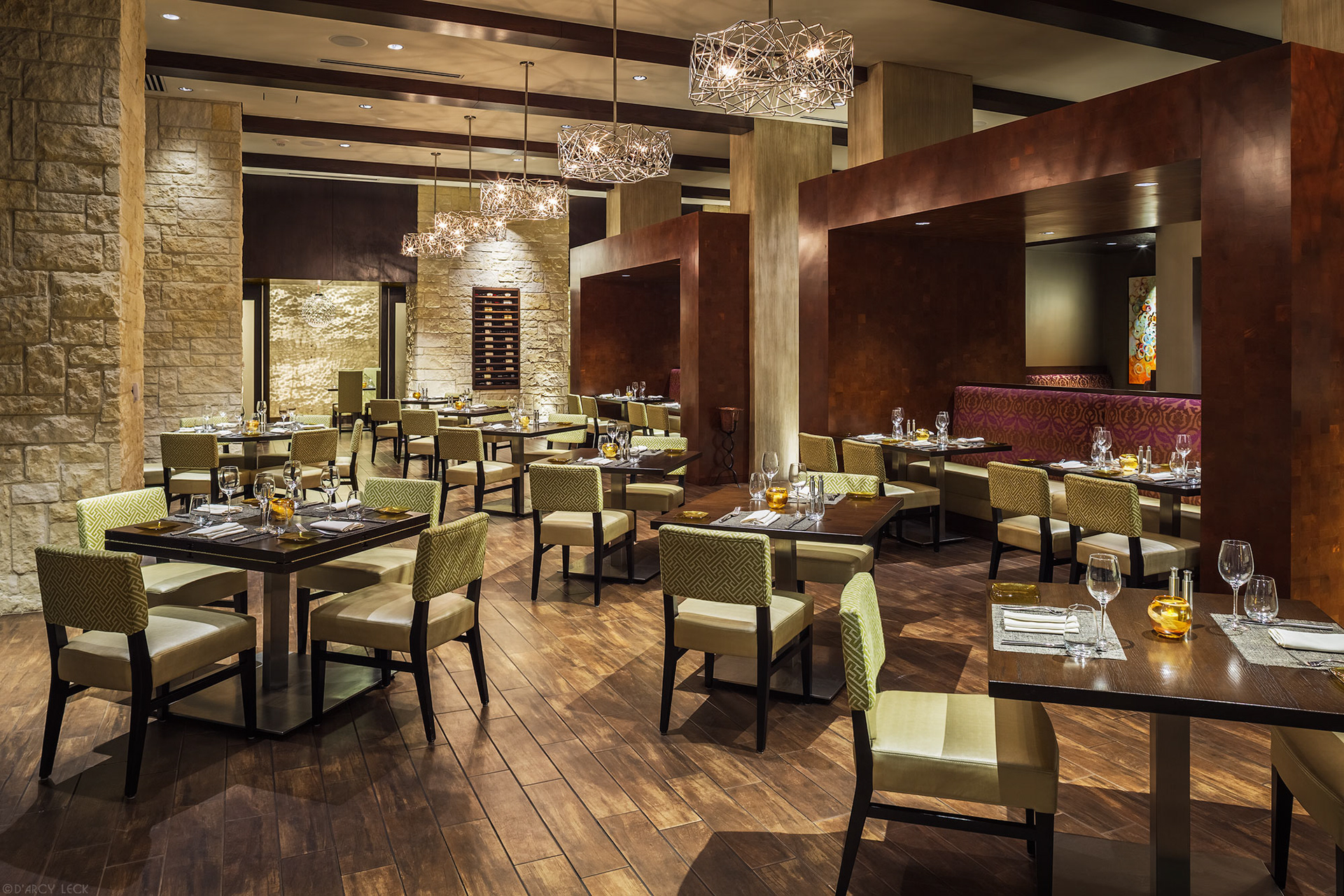 Hospitality photographer D'Arcy Leck photographs the Carso restaurant at the Granite Park Hilton hotel for Hilton Hotels
