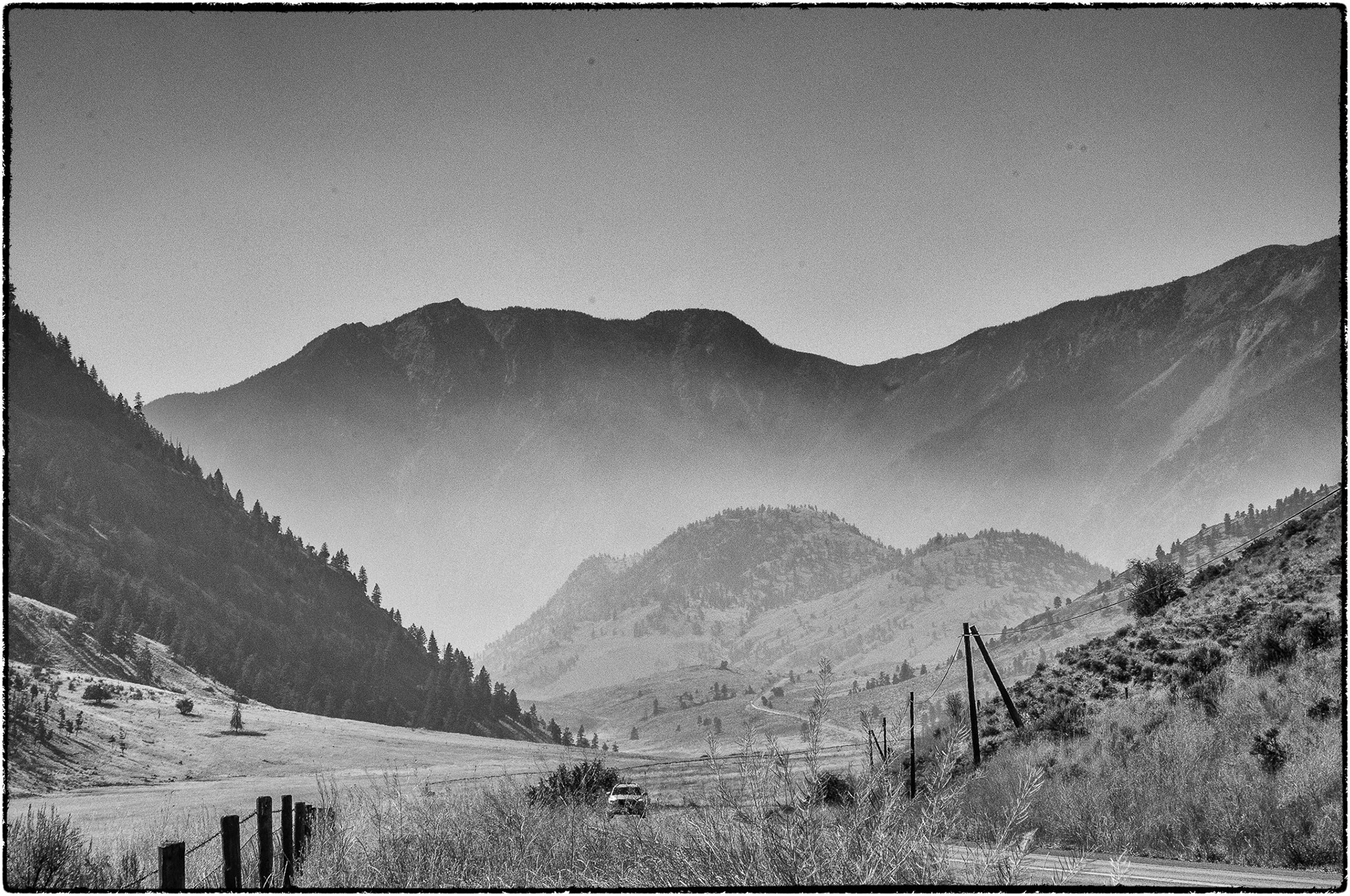Smoke in the southern Similkameen Valley from a forest fire just south of the nearby US border