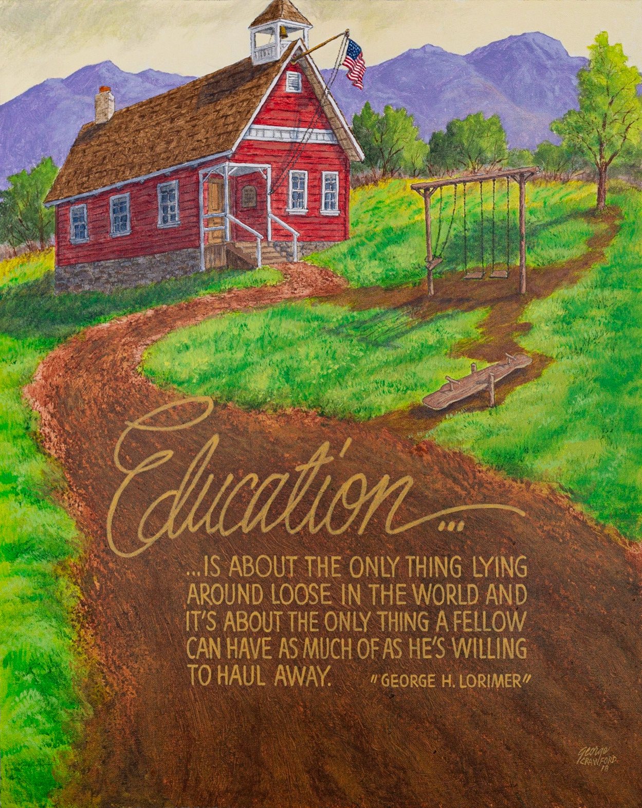 The Little Red Schoolhouse; 30 x 24 inches; Acrylic on canvas; © 2018