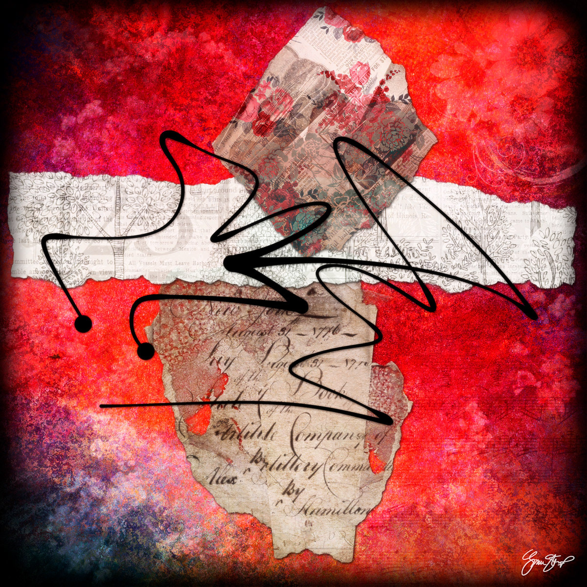 Mixed media collage art by Gina Startup