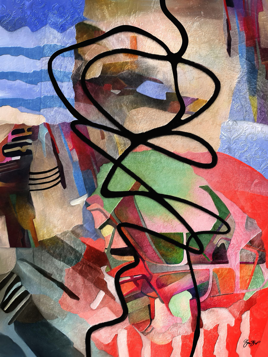 Mixed media collage art by Gina Startup