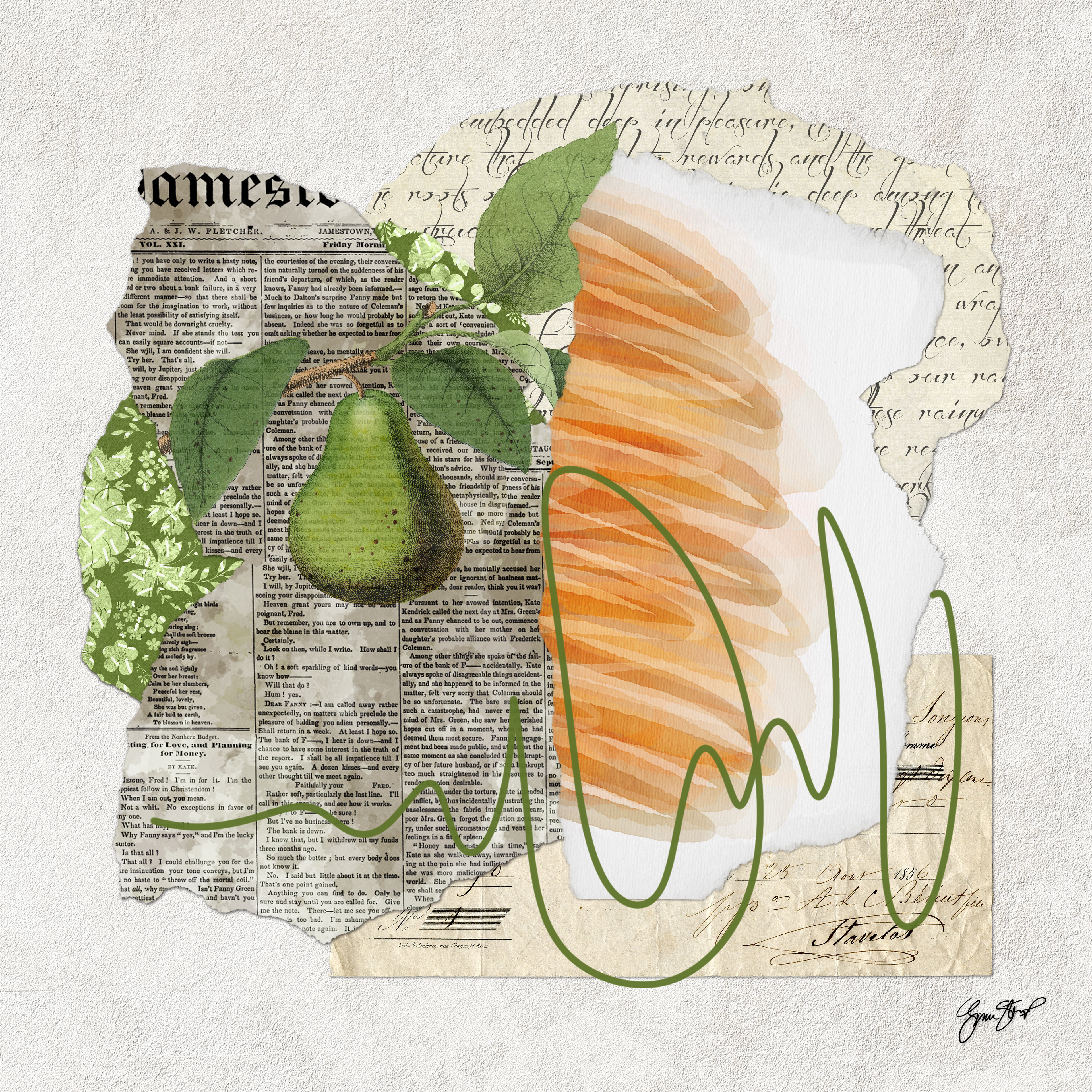 Mixed media collage art by Gina Startup
