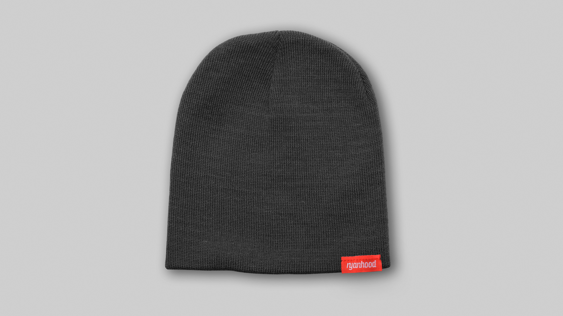 Tucson custom logo design tag on beanie knit cap for folk band Ryanhood