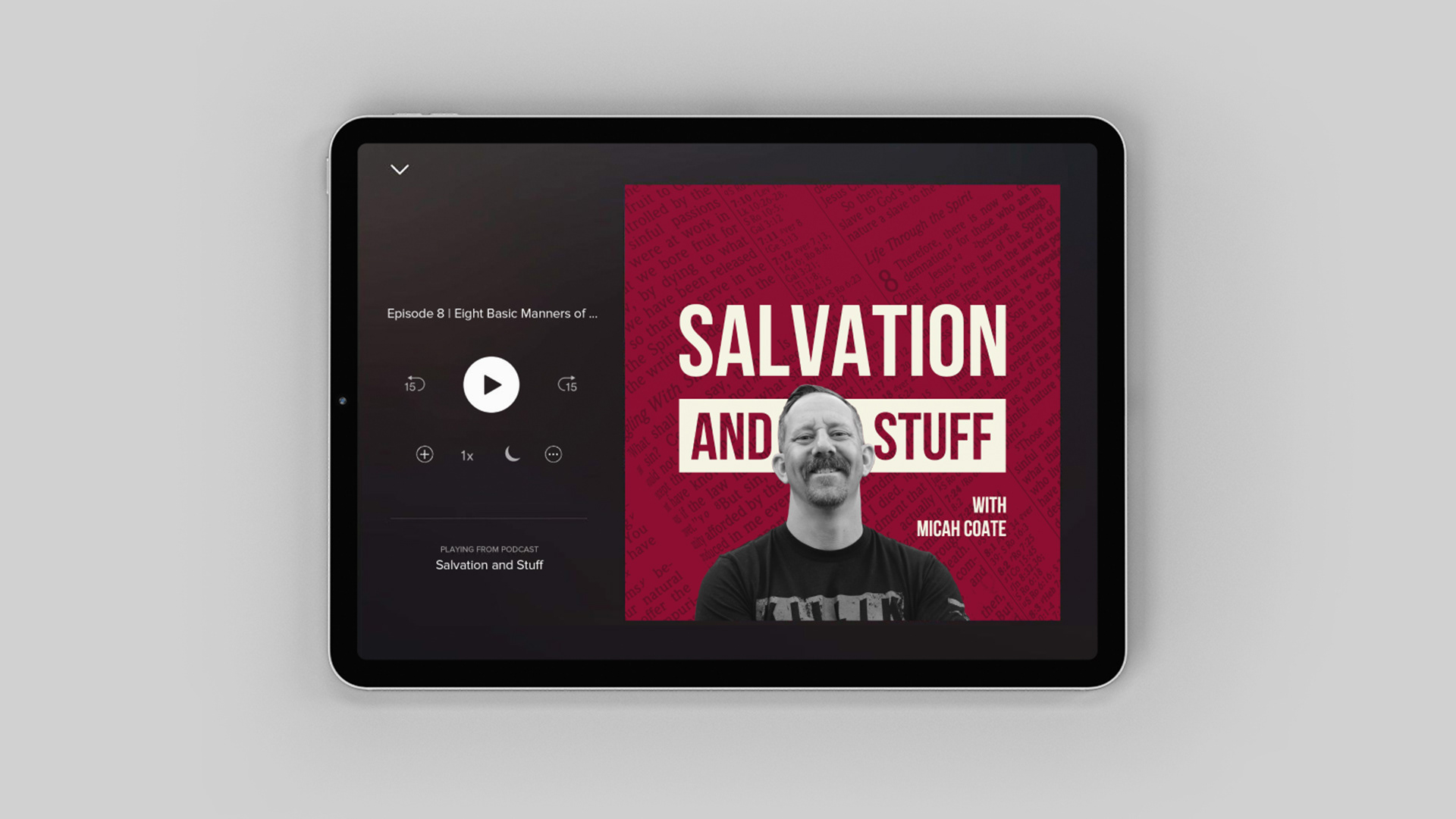 Tucson podcast cover image design for "Salvation and Stuff with Micah Coate"