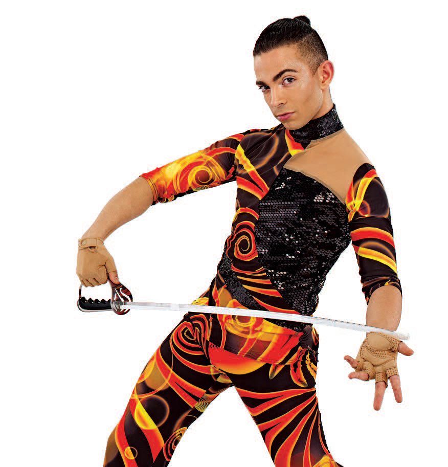 Splice 3/4 Sleeve Male Top black twinkle, black mystique. separate pants