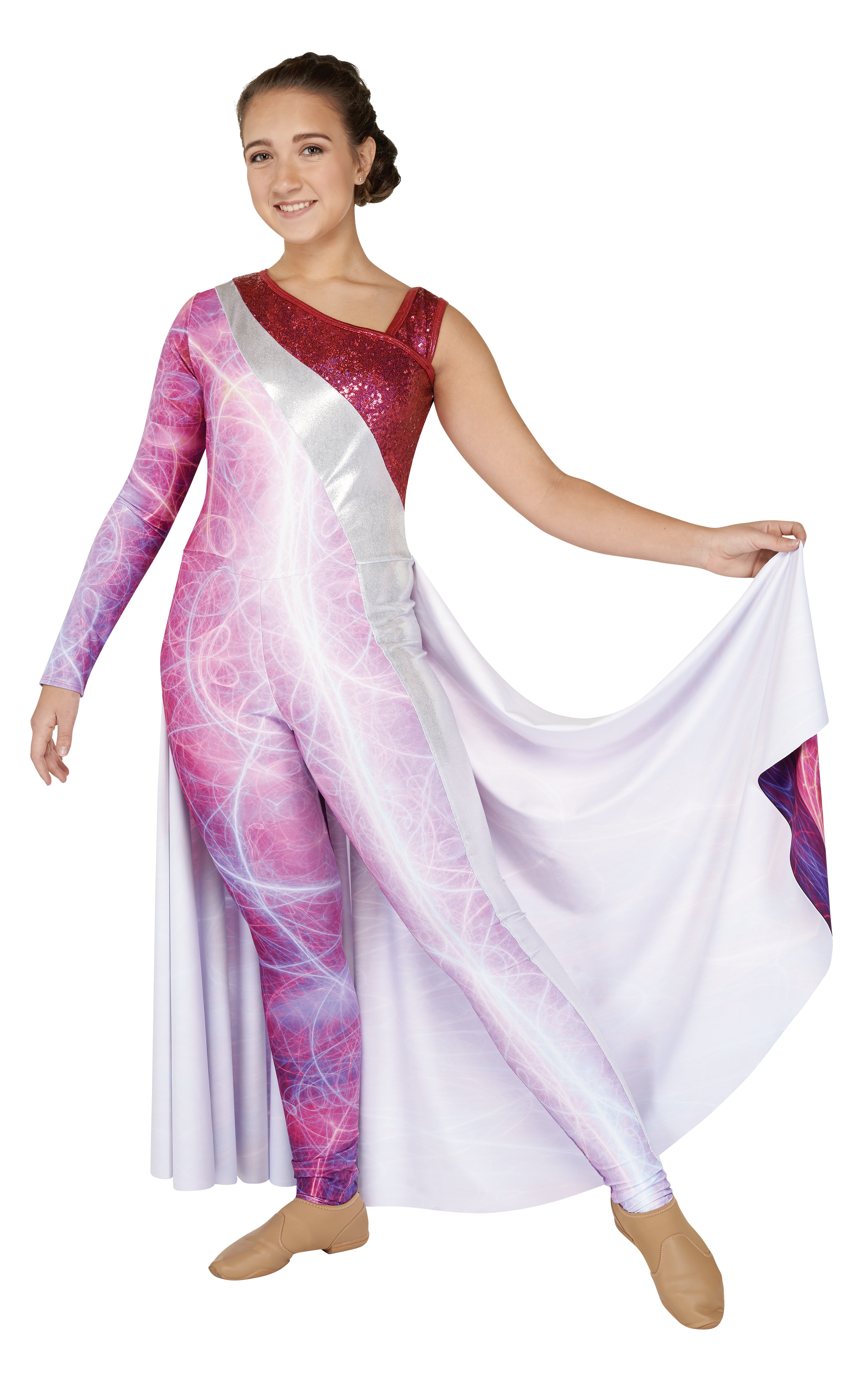 with print, fuchsia twinkle and silver mystique hybrid fabrics