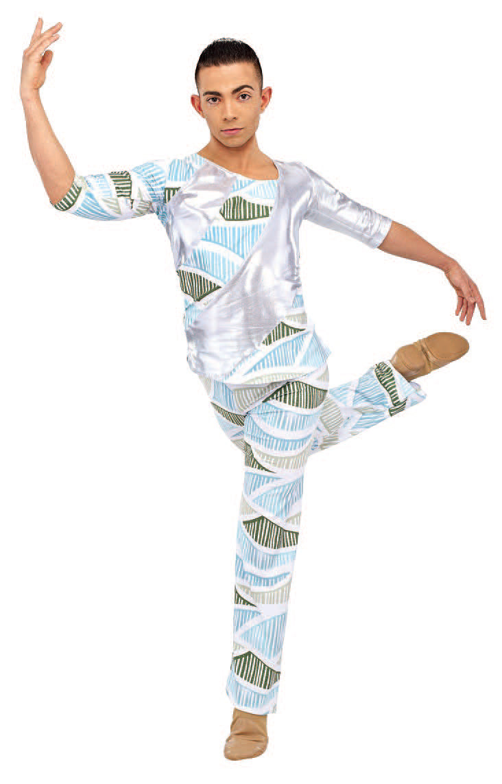 Contour 3/4 Sleeve Male Top, silver mystique. separate pants