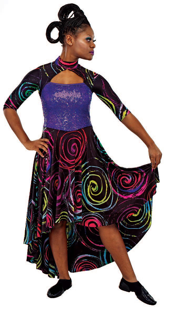 Keyhole 3/4 Sleeve Hi Low Skirt purple twinkle