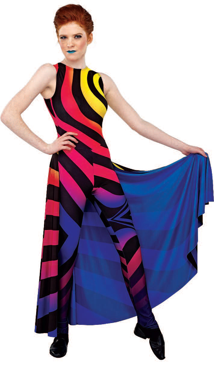 Crew Neck Sleeveless Unitard with Back Skirt
