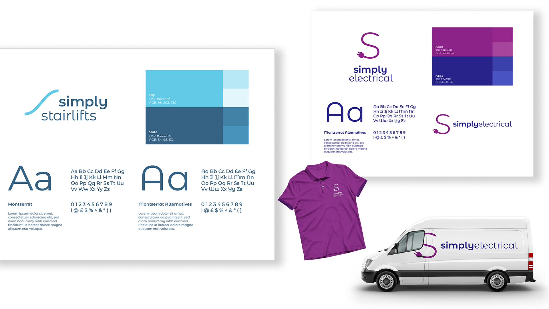 Brand boards, t-shirt and van mock-ups