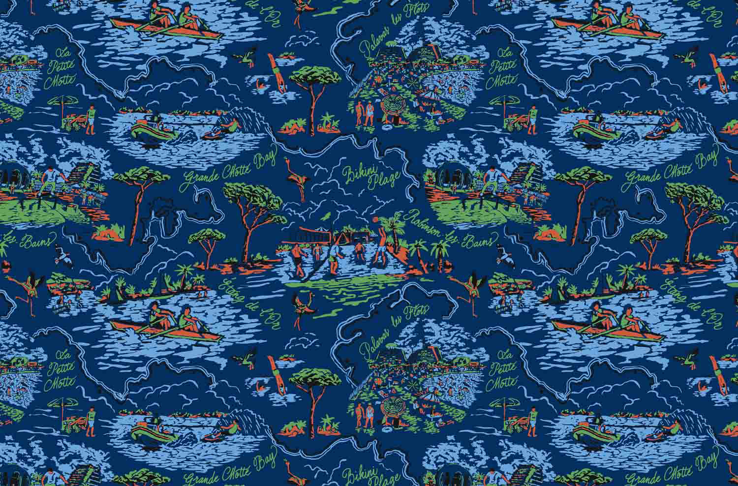 Illustration du motif textile La Grande Motte pour la collection Automne-Hiver 2018 de Robinson les Bains