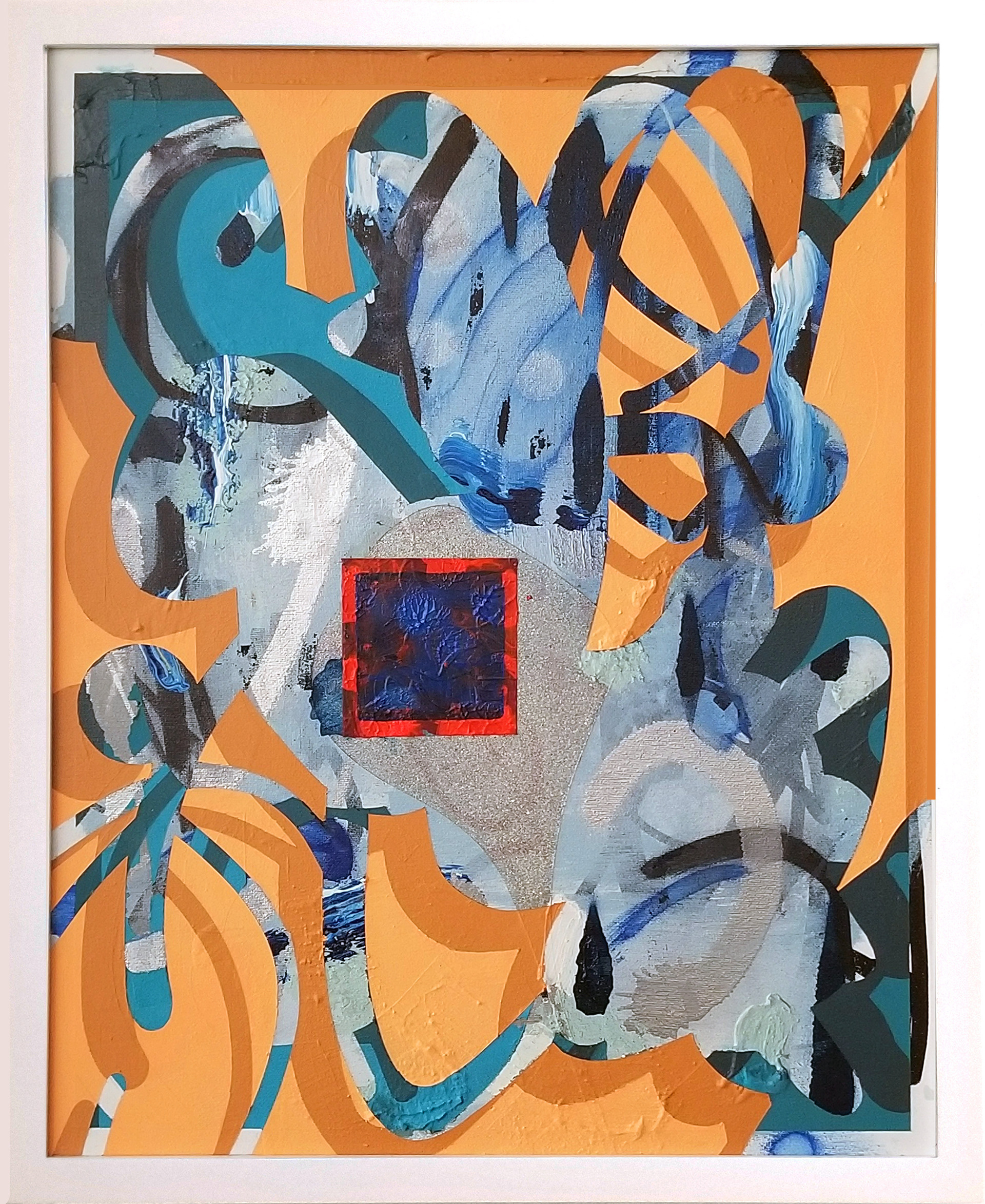 Blue Cavity, 2020, 18”x22”, mixed media on canvas